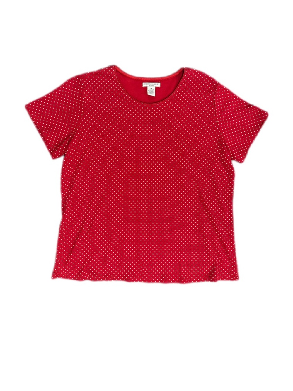 Rebecca Malone Woman Red Polka Dot Short Sleeve Scoop Neck Tee 2X